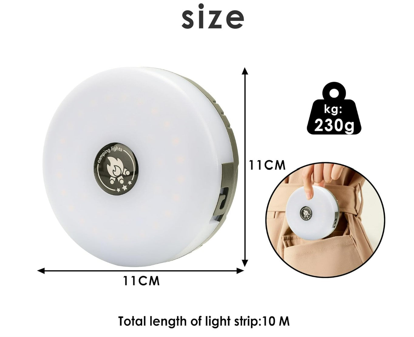 4-In-1 Camping Light LED Reel String Lights Outdoor USB Camping Lamp Recyclable LED Night Light for Garden Tent Room Decor