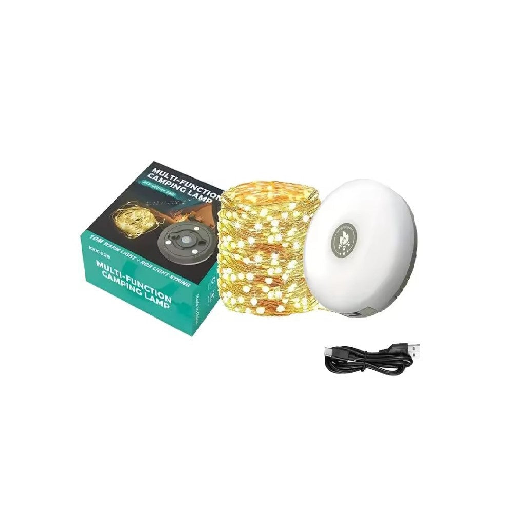 4-In-1 Camping Light LED Reel String Lights Outdoor USB Camping Lamp Recyclable LED Night Light for Garden Tent Room Decor
